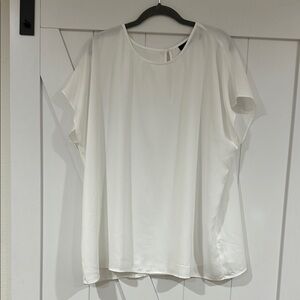 Halogen White Short Sleeve Boxy Blouse